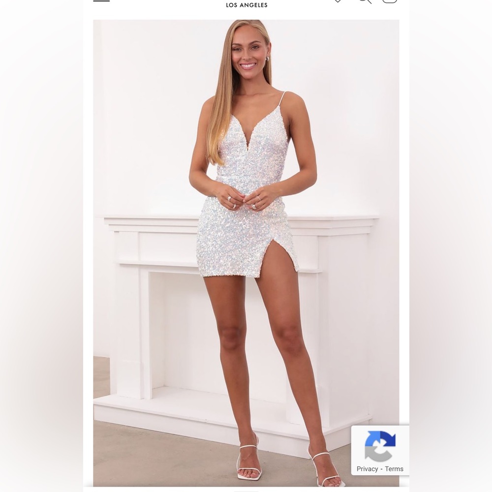 Iridescent Sequin White Mini Dress